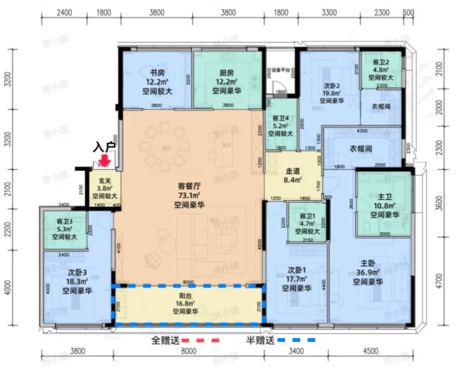 棠前嘉悦府277m²C户型图|澎升设计