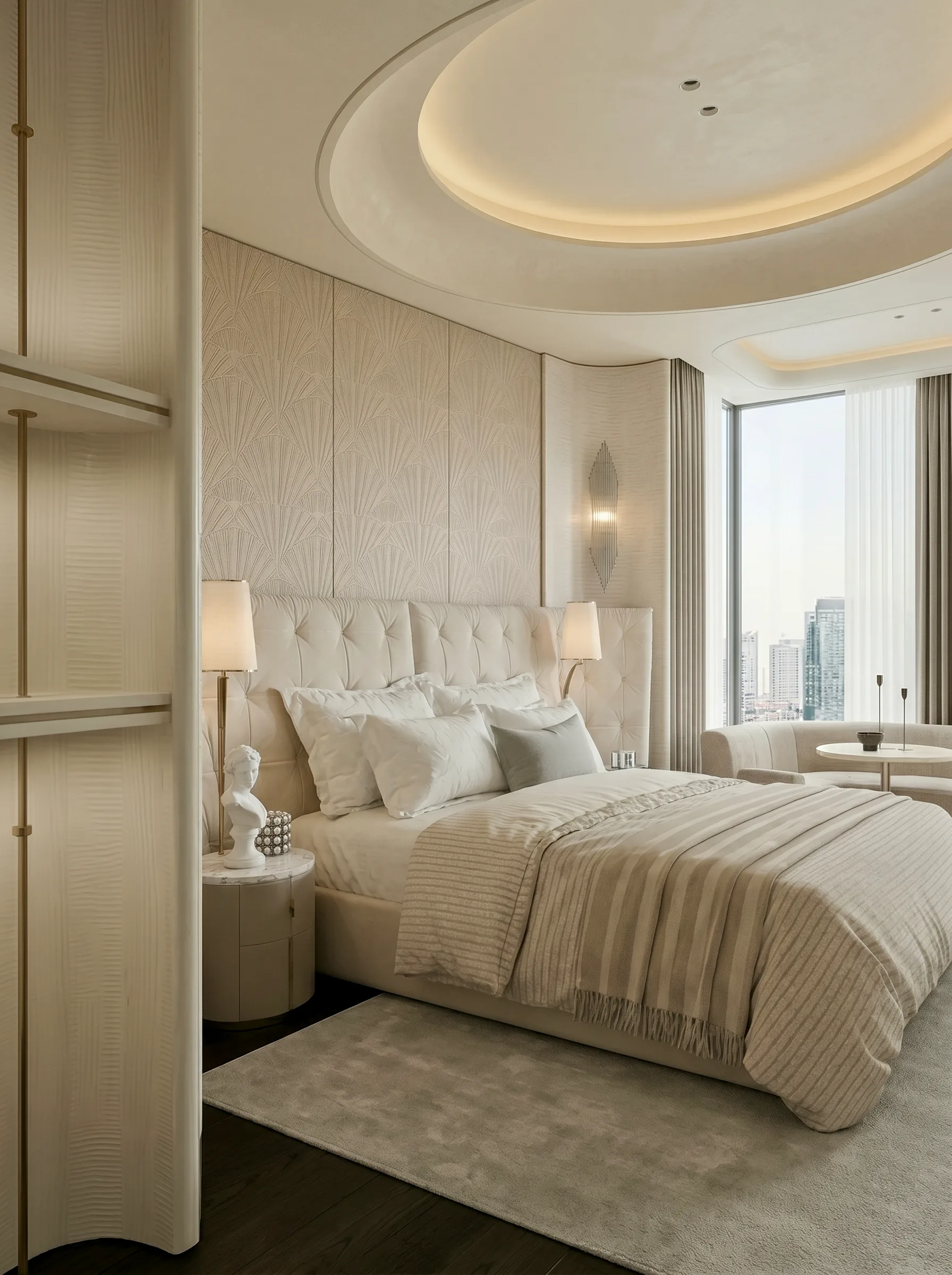 建发华发江月望云主卧睡眠区方案图｜澎升设计