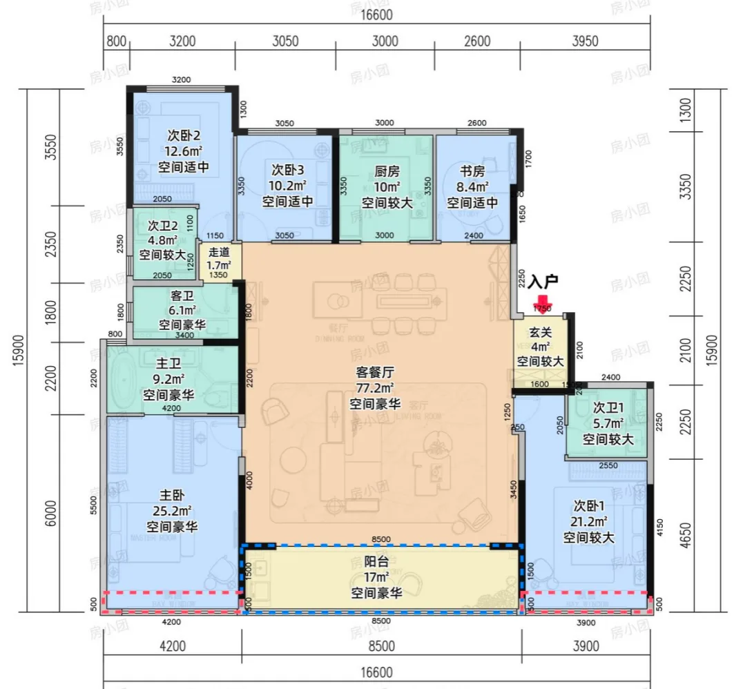 滨江潮语鸣翠轩241㎡户型图｜澎升设计